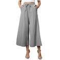 thumbnail image 1 of Timegard Womens Wide Leg Capri Pants Elastic Waisted Drawstring Casual Loose Crop Pants with Pockets, 1 of 6
