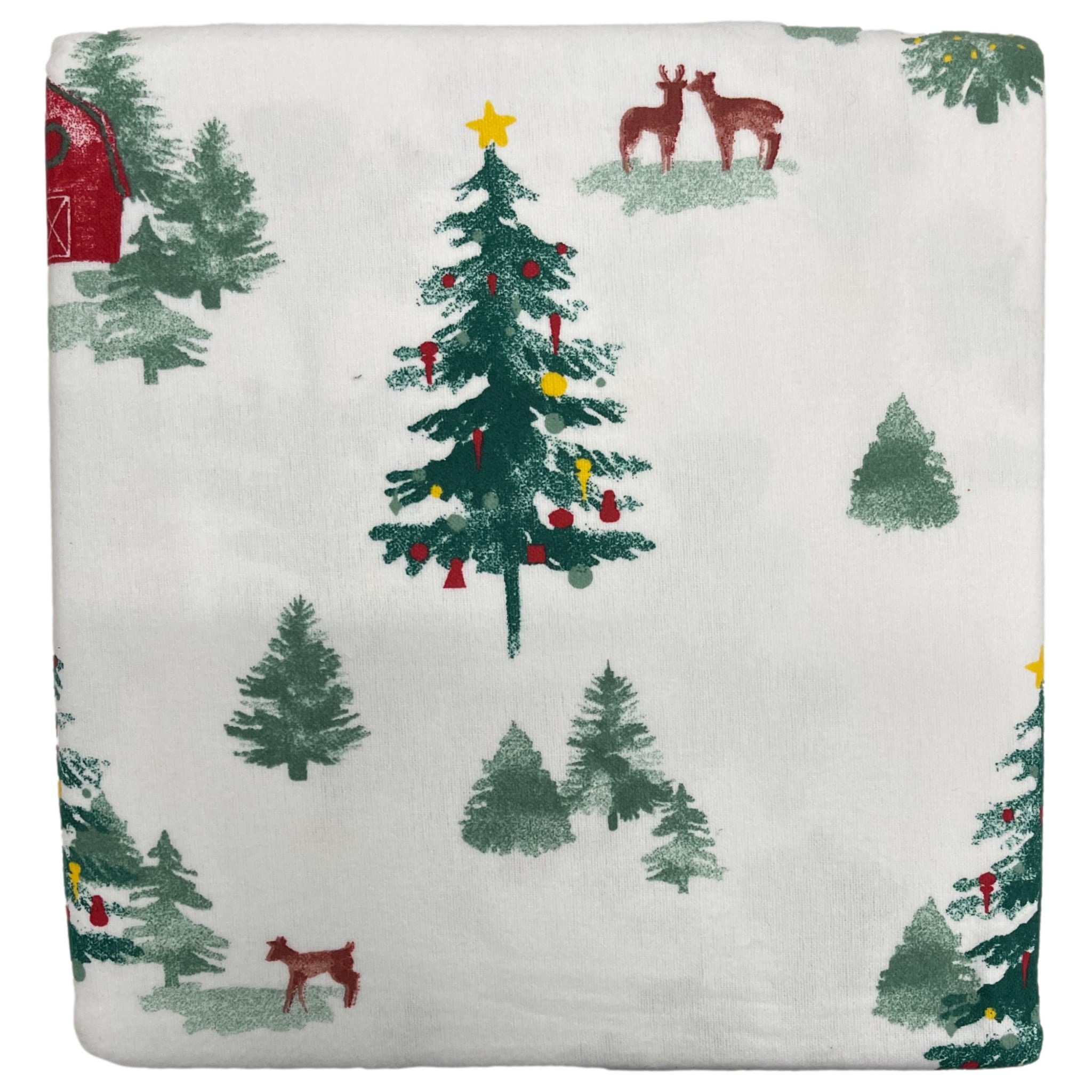 Cuddle Duds Flannel Sheet Set Christmas Trees & Barns Twin Bed Sheets
