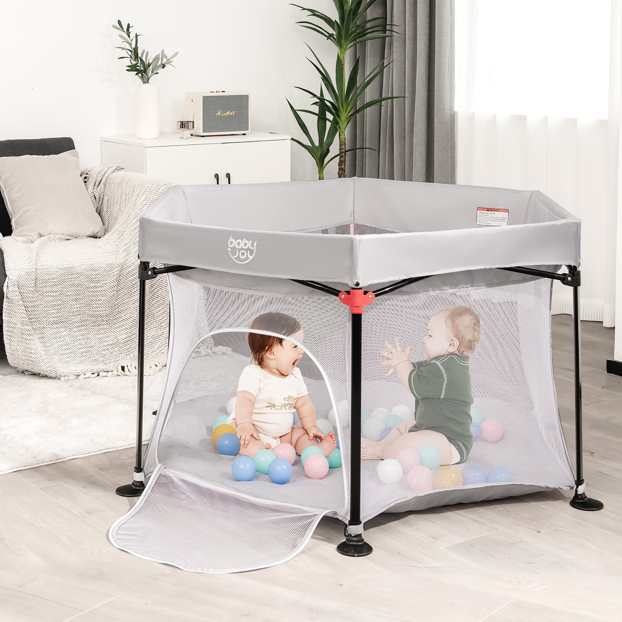 Babyjoy 53 Outdoor Baby Playpen with Canopy Carrying Bag