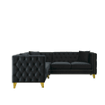 thumbnail image 3 of 82.2-Inch Velvet Corner Sofa, L-Shaped Sectional Couch, 5-Seater Corner Sofas with 3 Cushions for Living Room, Bedroom, Apartment, Office (Black), 3 of 11