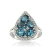 Glitzy Rocks Sterling Silver London Blue and White Topaz Teardrop Cluster Ring 6