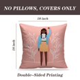 thumbnail image 2 of LALILO Throw Pillow Covers Young Beautiful Afro Girl Character Cushion Cover 18" x 18", 2 Pack, 2 of 6