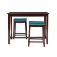 thumbnail image 3 of Pemberly Row Wood 3 Piece Counter Dining Set Blue Faux Leather in Brown Stain, 3 of 11