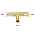 thumbnail image 3 of Uxcell Reducing Barb Hose Fitting Tee T Shape Pipe Connector Brass 3/8" x 3/8" x 1/4", 3 of 7
