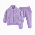 thumbnail image 3 of TOWED22 Baby Girl Clothes Fall Winter Toddler Outfits Long Sleeve Crewneck Sweatshirts Bell Bottoms Pants Girls Clothing Set,Purple,12-24 M, 3 of 9