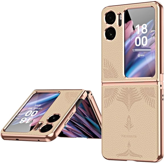 LINLIN Case for OPPO Find N2 Flip Phone Case Electroplating Process Patterned Phone Case Full Protection Cover for OPPO Find N2 Flip Rose Gold
