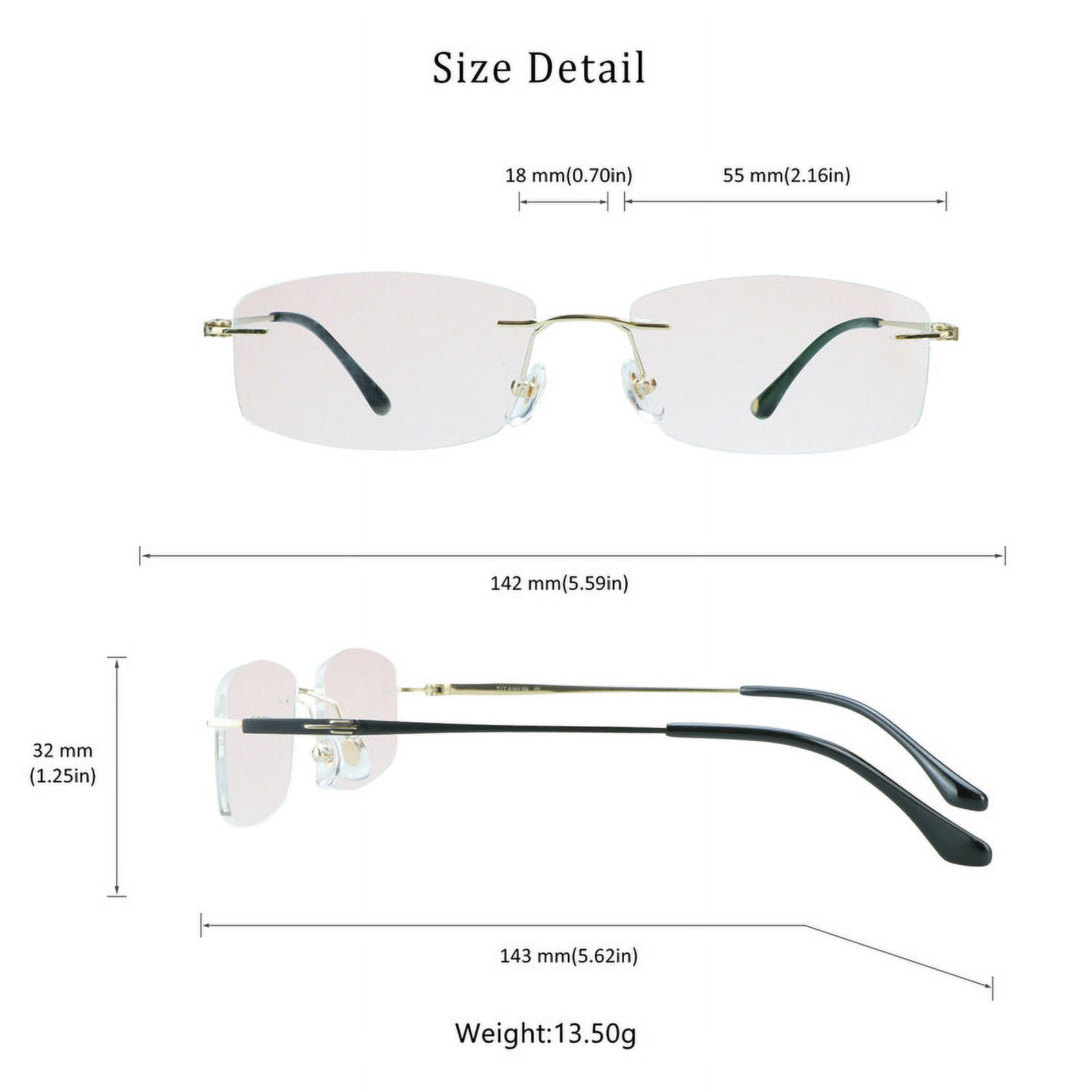 LifeArt Pure Titanium Frame Glasses/Blue Light Blocking Reading Glasses, Reduce Eyestrain, Stylish for Men and Women(Gold,+4.00 Magnification)