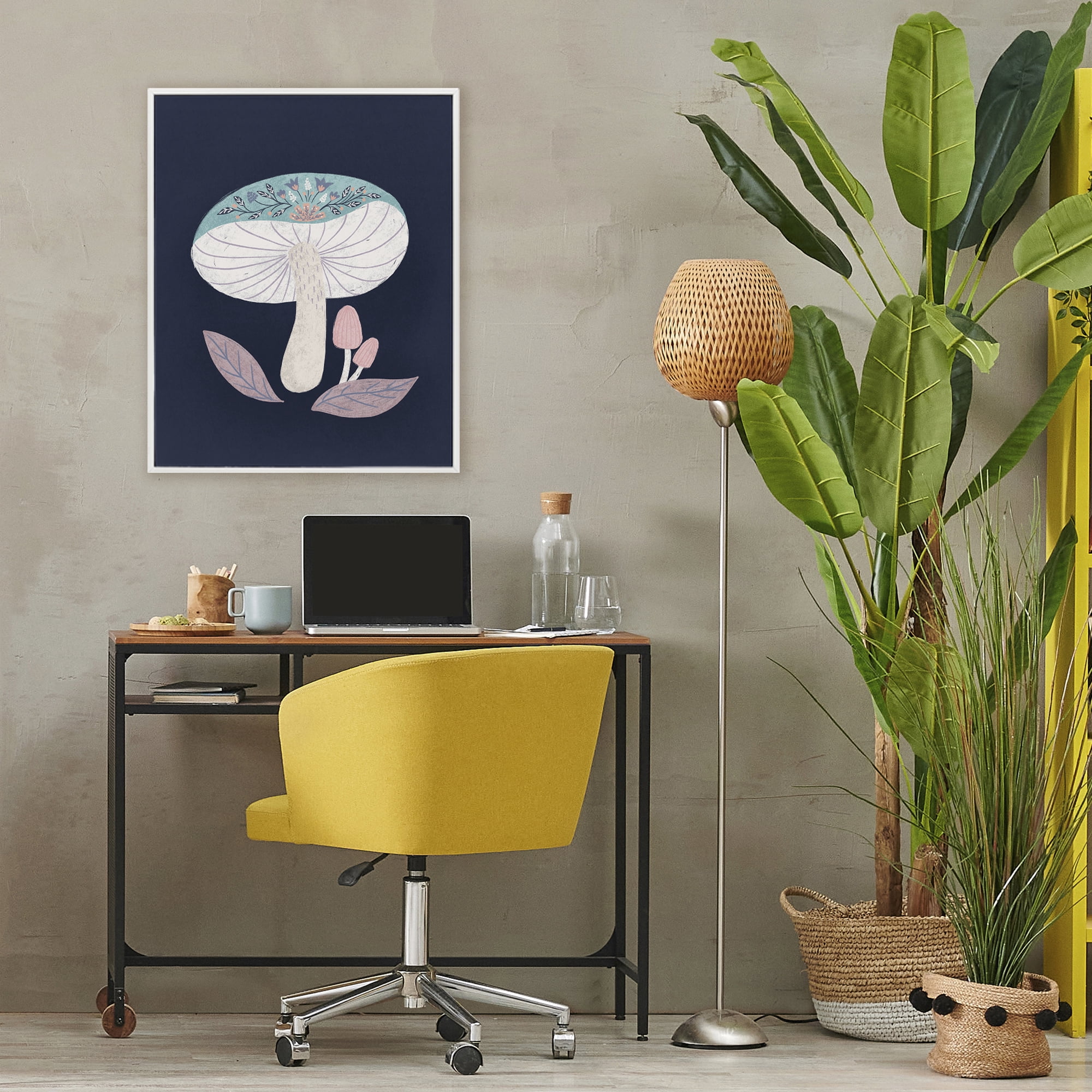Stupell Industries Floral Cottage Mushroom White Framed Giclee Art, design by Metka Hiti