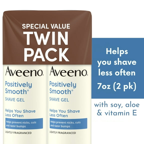 Aveeno Positively Smooth Moisturizing Shave Gel   Vitamin E, 2 x 7 oz
