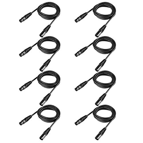 4 Pack 6.5ft/2m DMX Cables 3-Pin Signal XLR Connection Stage Light Cable Wire for Moving Head Light Par Light