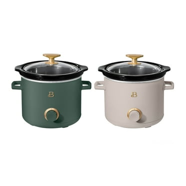 Beautiful 2 Qt Manual Slow Cooker, 2-Pack, Thyme Green   Porcini Taupe by Drew Barrymore