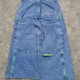thumbnail image 3 of JNCO Jeans Rétro à Rayures Vertes, Grande Poche, Jambes Larges, Style Gothique, Skateboard, Mode Rue Y2K, 3 of 6