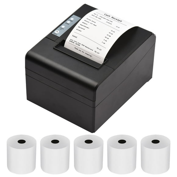 TFixol POS-8330 3-Inch 80mm Desktop Thermal Receipt Printer with USB & LAN Connectivity, Auto Cutter, Large Paper Tray, 300mm/s Speed, 100-240V US Plug, Includes 5 Rolls of Paper