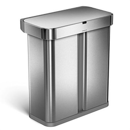 UPC 838810018720 product image for simplehuman 58 liter / 15.3 gallon stainless steel touch-free dual compartment r | upcitemdb.com