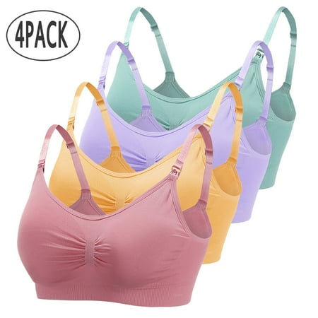 

QWERTYU Pregnancy Seamless Bra for Breastfeeding Maternity Nursing Full Bust Wireless Bras Multicolor M
