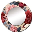 thumbnail image 2 of Designart "Dark Pink Peony Renaissance II" Floral Multicolor Large Round Mirror - Round Bedroom Mirror Wall Decor - Cottage Round Printed Mirror - 23" x 23", 2 of 6