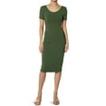 thumbnail image 1 of TheMogan Robe Midi Moulante en Jersey de Coton Extensible à Manches Courtes pour Femmes, 1 of 6