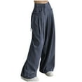 thumbnail image 4 of Qulqfy Barrel Pants Women Baggy Wide Leg Retro Gray High Waist Casual Pants L, 4 of 5