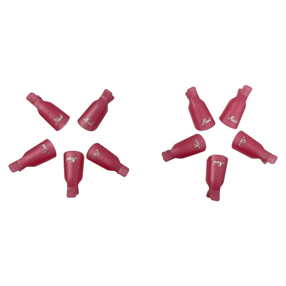 INTBUYING 10PCS Pink Plastic Reusable Nail Art Gel Polish Remover Removal Caps Nail Soak Off Clips Caps Wrap Tool