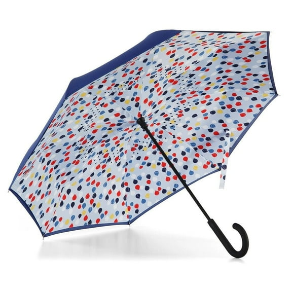 Totes InBrella - Reverse Close Umbrella Auto Close-Blue Large Raindrops--U17 - 0901