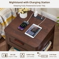 thumbnail image 4 of 2 Pcs Farmhouse Nightstand with Charging Station, Wood Rustic Small Bedside Table, for Bedroom, Living Room, Walnut, 4 of 9