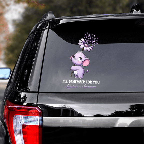 Lotusprinthandmade Elephant Alzheimer Awareness Transparent Vinyl Decal 4 Sizes (6x9 Inches)