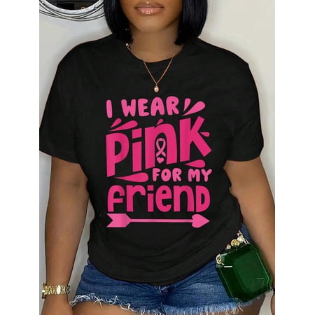 Wear Pink for My Friend Breast Cancer Awareness Pink Ribbon T-Shirt