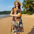 thumbnail image 4 of Daiia Abstract Lion Painting Print Women's Dresses 2025 Trendy Short sleeve Dresses Casual Baggy Flowy Maxi Sun Dresses, 4 of 6