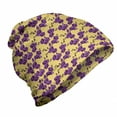 thumbnail image 1 of Orchids Unisex Beanie, Tropical Violet Blossoms, Hiking Outdoors, Purple and Mustard, by Ambesonne, 1 of 1