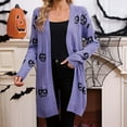 thumbnail image 3 of Sakmal Open Front Cardigan Sweaters Womens Fall Winter Halloween Lightweight Tunic Cardigan Purple Long Sweater, 3 of 4