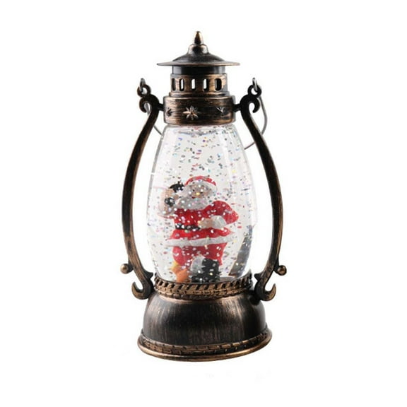 Twfbrm Christmas Snow Globe Lantern with Swirling Glitter Christmas Decorations Indoor, Snow Christmas Tree Santa Lighted Musical Snow Globes for Home Decorations