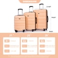 thumbnail image 2 of Expandable 3 Piece Luggage Sets,PC Lightweight & Durable Suitcase with Two Hooks,Luggage Sets with Spinner Wheels,TSA Lock,21/25/29,Peach, 2 of 8