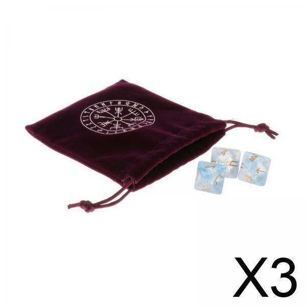 3xDurable Sky Rune Exquisitos Dados De Adivinación Para Juegos De Mesa Juego De Dados Estilo 4 Con Bolsa
