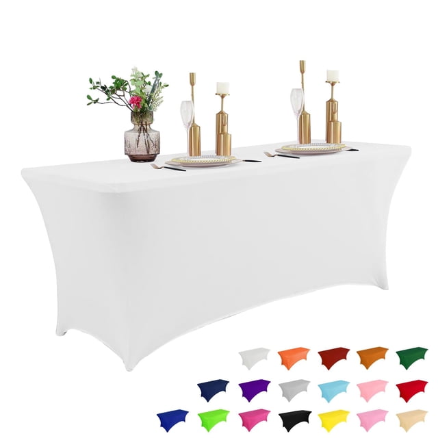 Mantel IVAPUPU para mesa rectangular ajustable de 8 pies, color blanco