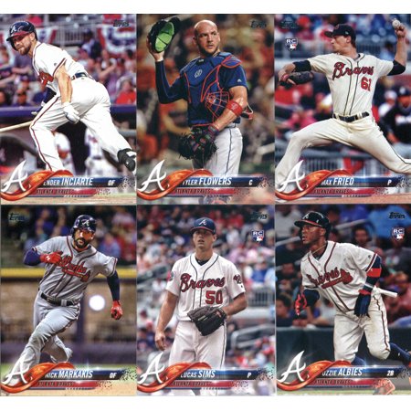 2018 Topps Atlanta Braves Team Set of 12 Baseball Cards (Series 1): Mike Foltynewicz(#71), Atlanta Braves(#135), Luiz Gohara(#138), Dansby Swanson(#167), Matt Adams(#178) plus