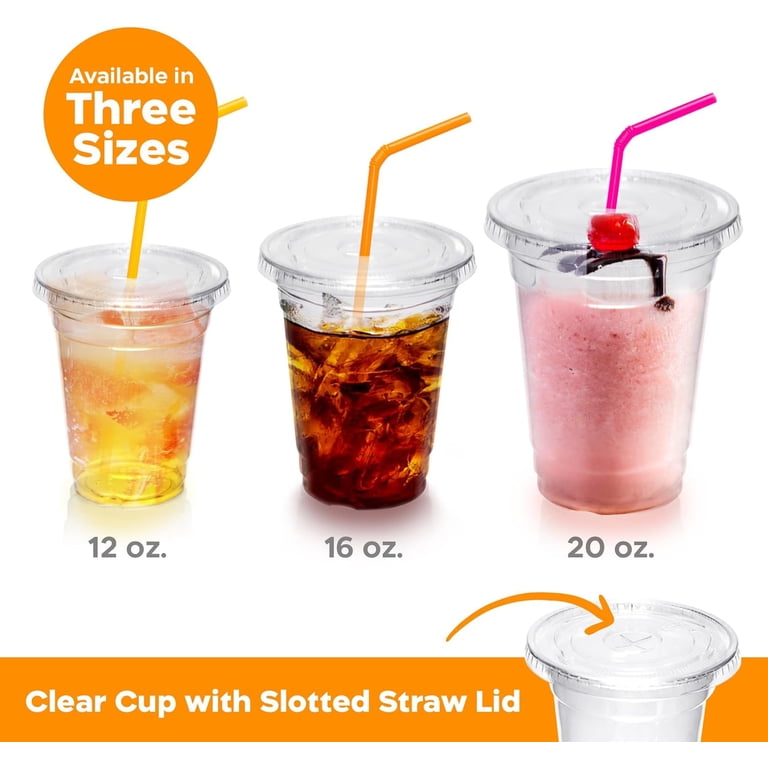 Inspire Home & Pantry Plastic Cups with Lids | BULK SAVINGS Smoothie Cup, Iced Coffee To Go Cups with Lids, 20 oz - 184 Count
