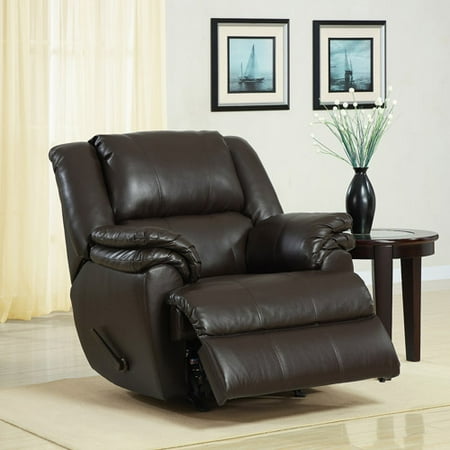 Dorel Living Ashford Padded Rocker Recliner, Dark Brown Faux Leather