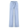 thumbnail image 2 of Fangasis Men Trousers Elastic Waist Pants Drawstring Sweatpants Mens Comfy Long Fashion Work Lounge Light Blue M, 2 of 9