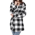 thumbnail image 4 of BUIgtTklOP Women's Flannel Plaid Shacket Long Sleeve Button Down Chest Pocketed Shirts Jacket Coats, 4 of 6