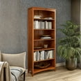 thumbnail image 3 of Camaflexi 72” Shaker Style 6-Shelf Wooden Bookcase Closed Back Storage Shelf, Brown, 3 of 5