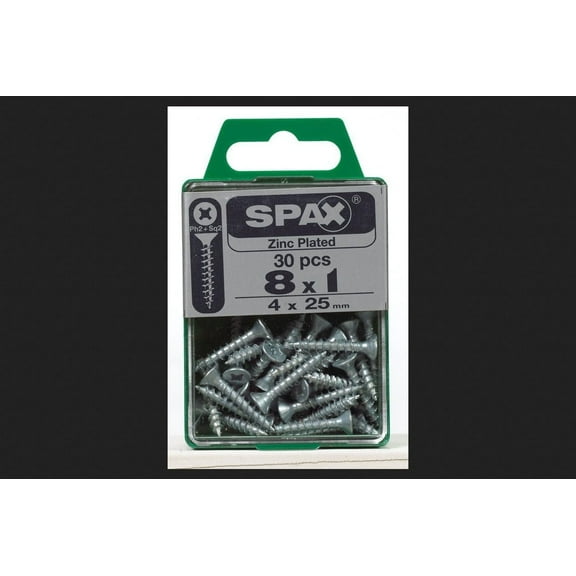 SPAX No. 8 x 1 in. L Phillips/Square Flat Head Zinc-Plated Steel Multi-Purpose Screw 30 each