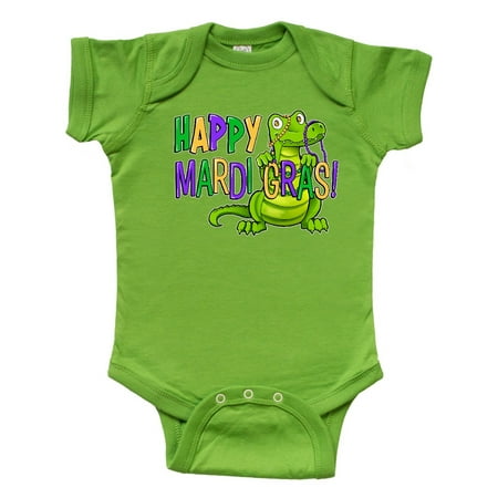 

Inktastic Happy Mardi Gras Cute Alligator with Beads Gift Baby Boy or Baby Girl Bodysuit
