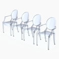 thumbnail image 2 of FOH Set of 4 Clear Ghost Acrylic Stacking Kitchen and Dining Room Arm Chair,
 Transparent Crystal Armchairs for Events, Weddings, Banquets, 2 of 9