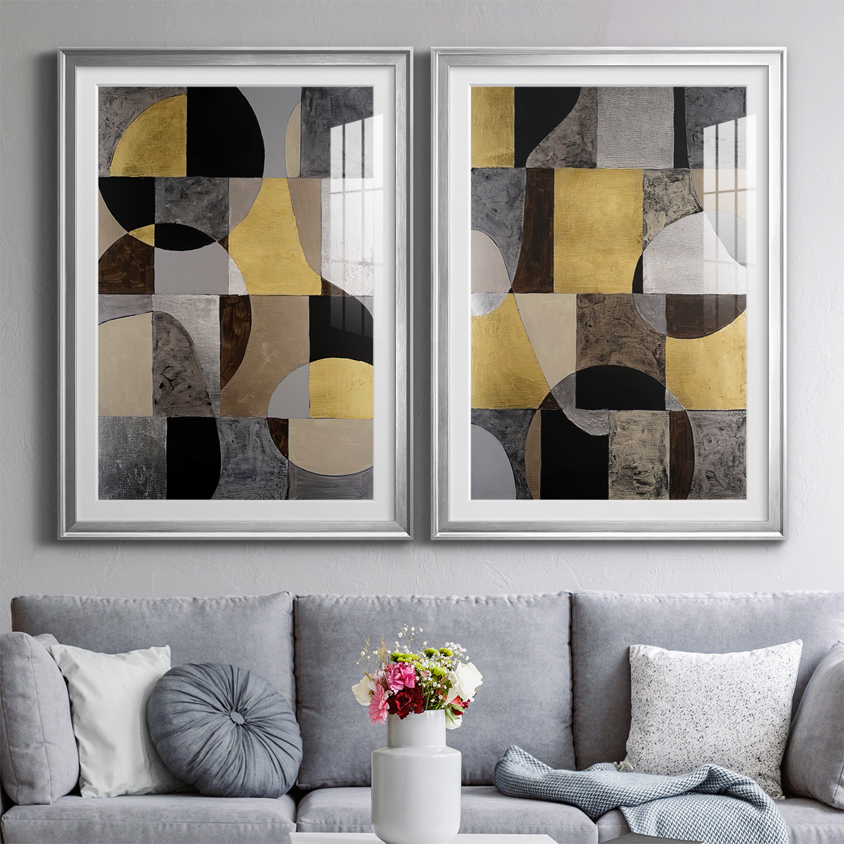 Wexford Home Neutral Framework I Premium Framed Print, 26.5" x 36.5" - Ready to Hang, Silver (Set of 2)
