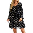 thumbnail image 2 of Vestido de lunares para Mujer NikouMX Gasa de Puntos Manga Larga S M L XL, 2 of 8