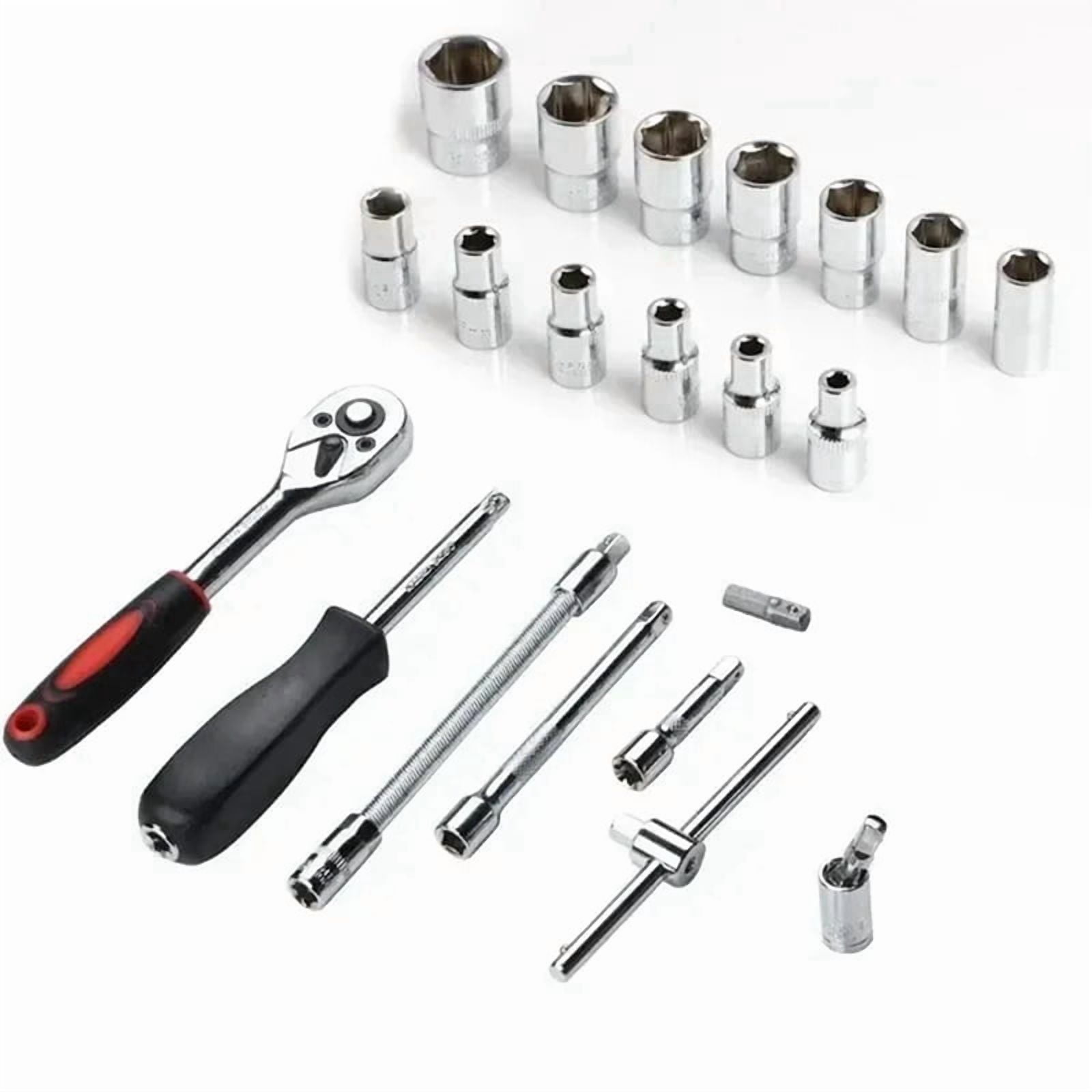 46 Piece/Set of Car Repair Tool Kit Socket Set Car Repair Tool Ratchet Torque Wrench Combo Auto Repairing Tool Set Red