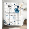 thumbnail image 2 of Christian Bible Verse Shower Curtain Rustic Farmhouse Flower Showers Curtains for Bathroom Christian Scriptures Trust in Lord Waterproof Polyester Fabric Bathroom Decor Curtain with Hooks 72x72 Inches, 2 of 6