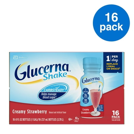 Glucerna, Diabetes Nutritional Shake, To Help Manage Blood Sugar, Creamy Strawberry, 8 fl oz (Pack of