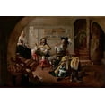thumbnail image 2 of Duck, Jacob 32x23 White Modern Wood Framed Museum Art Print Titled - Interior with Soldiers and Women, 2 of 4