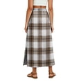thumbnail image 6 of Women's Plaid Print Elastic Waist Long Skirt Summer Casual Elegant High Waist A-Line Maxi Skirts Khaki XL, 6 of 6